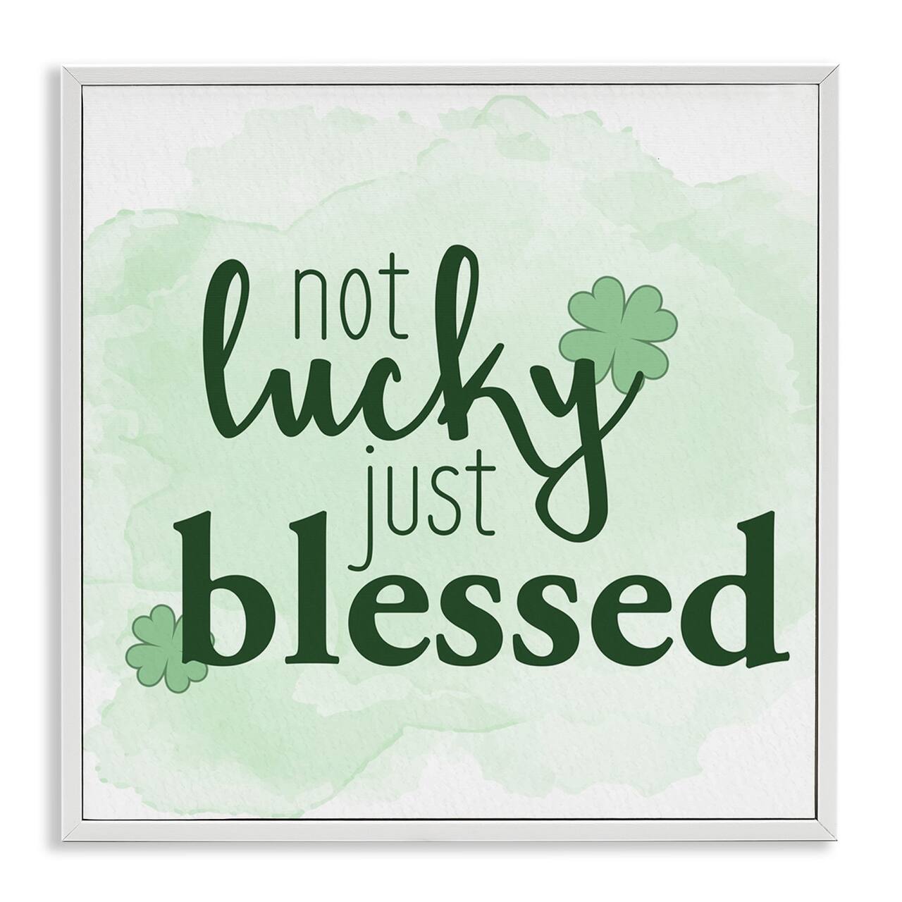 Stupell Industries Just Blessed Green Shamrocks Framed Giclee Art